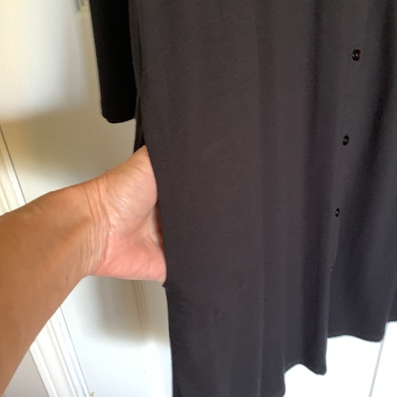 EILEEN FISHER Long Button Front Long Sleeve Tunic Cardigan Dress Black Size S/P - Picture 8 of 14